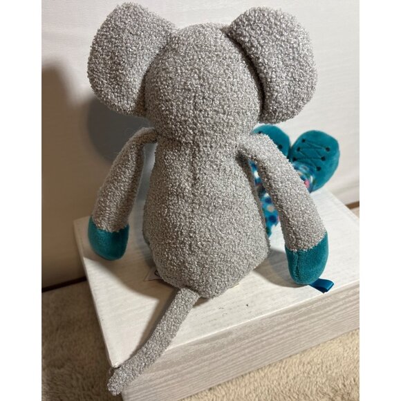 Scentsy Buddy Mouse Plush Toy With Polka Dot Legs & Bow Tie Gray Teal 12" - Picture 4 of 7